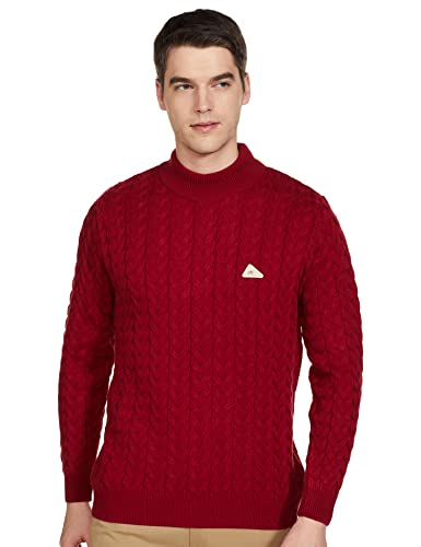 Monte Carlo Men's Pure Wool Classic Cardigan Sweater (1228121TN_Red_M)