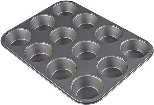 FEDDE 12 Cup Muffin Pan Non-Stick Baking Pans Easy to Clean and Perfect for Making Jumbo (Black)