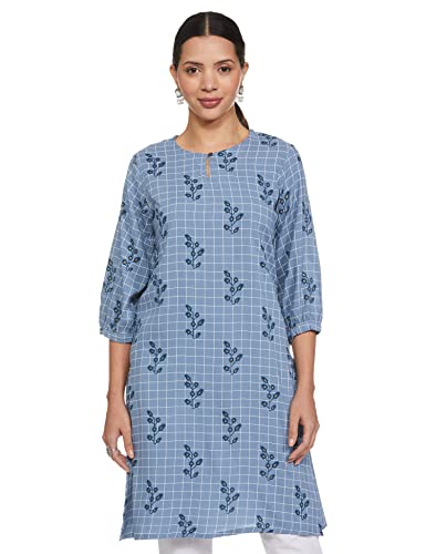 Max Women's Rayon Regular Blouse (DACKWI22CJ_Blue_L)