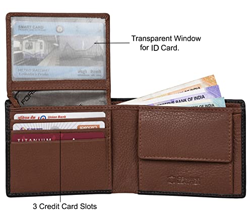 URBAN FOREST Kyle Black/Redwood Leather Wallet for Men, 6 Card Slot