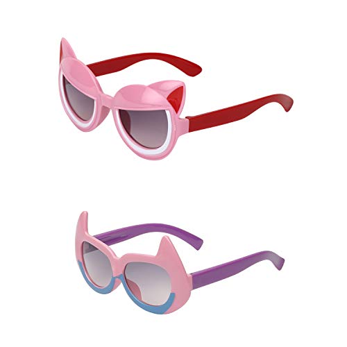 Amour UV Protected Cat Eye & Batman Combo for Kids (4 to 8 Years) Sunglasses - Pack of 2 Pink::Purple