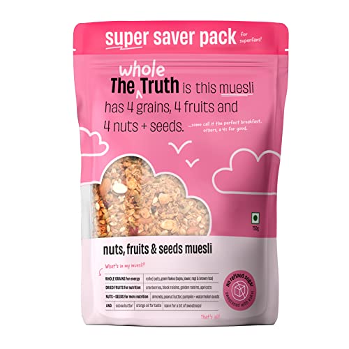 The Whole Truth - Super Saver Breakfast Muesli | Nuts, Dried Fruits and Seeds | 750 grams | Vegan | Dairy-free | No Artificial Sweeteners | No Added Flavours | Nutritious Snack and breakfast