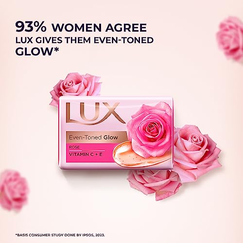 Lux Even-Toned Glow Bathing Soap infused with Vitamin C & E For Superior Glow Offer Pack of 8 x 150g