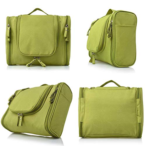 PETRICE Toiletry bag for Women Makeup pouch Waterproof Shower Wash Bag Cosmetic Organizer Case Travel Kit Pack with Hook (Green)