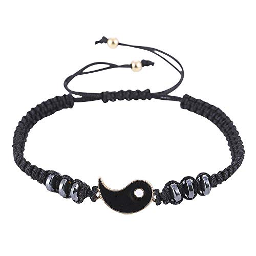 El Regalo "Ying Yang Handmade Macramé Unisex Bracelets Set | Adjustable Bracelet for Best Friends/Couple - Set of 2 (These are NOT Magnetic)