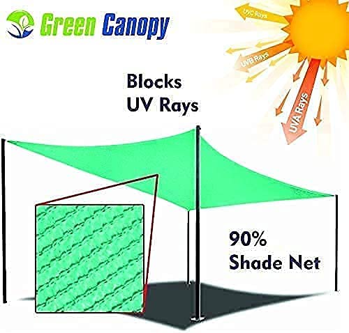 Green Canopy Shade Net (mesh) Heavy Duty Net Cover 90% Sun-Block UV Treated for Multipurpose Like Garden Patio, Plants and Homes with Eyelets (150 GSM) (1.5mtr x 5mtr (5ft x 16ft))