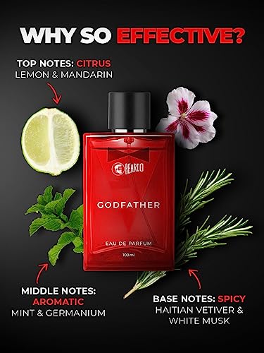 Beardo Godfather Perfume for Men, 100ml | Aromatic, Spicy Perfume for Men Long Lasting | Date night fragrance, Body Spray for Men, Ideal gift for men