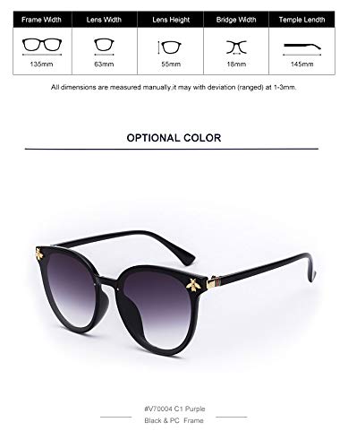 ELEGANTE Honey Bee Oval Sunglasses for Women (Black)-Pack of 1