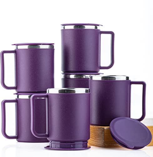 Jony Coffee Mug, Tea Cup, Stainless Steel Mug, Steel Cup with Lid (Purple, 200 ml)