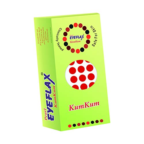 Pearl Eyeflax Kumkum Bindi Red Round Box with 15 Flaps (Size 4 Diameter 6 mm) (Red)