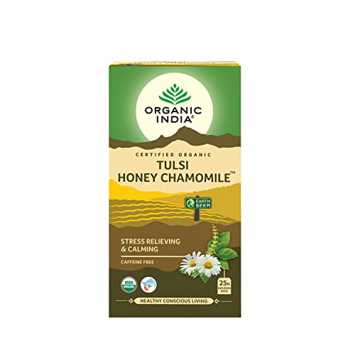 Organic India Tulsi Honey Chamomile - Pack of 25 Tea Bags 1.74g (43.5 Grams)