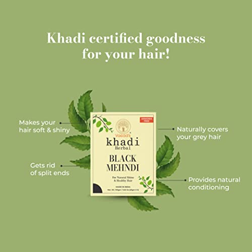 Vagad's Khadi Herbal Gramodaya Pure Natural Black Mehndi For Hair With Goodness of Neem For Longlasting Natural Hair Colour (Pack of 2x100g)