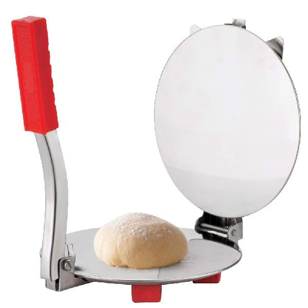 BLLUEX Puri Maker Press Machine with Handle, Manual Stainless Steel Roti Press, Papad/Khakhra/Chapati Maker with pre Fitted Handle, Large Size