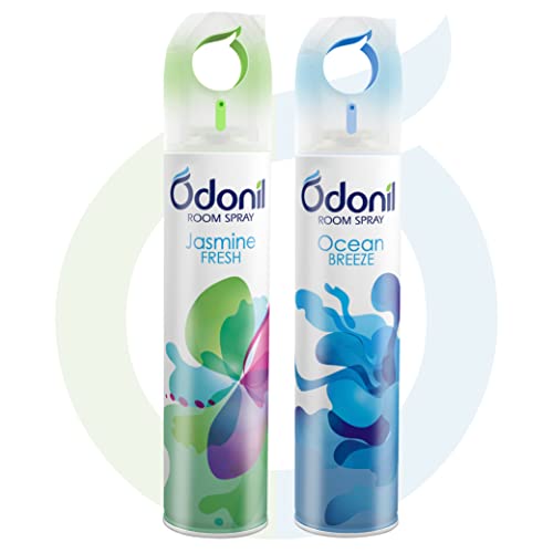 Odonil Room Air Freshener Spray - 440ml Combo (Pack of 2, 220ml each) | Jasmine Fresh & Ocean Breeze | Nature Inspired Fragrance for Home & Office | Long Lasting Fragrance