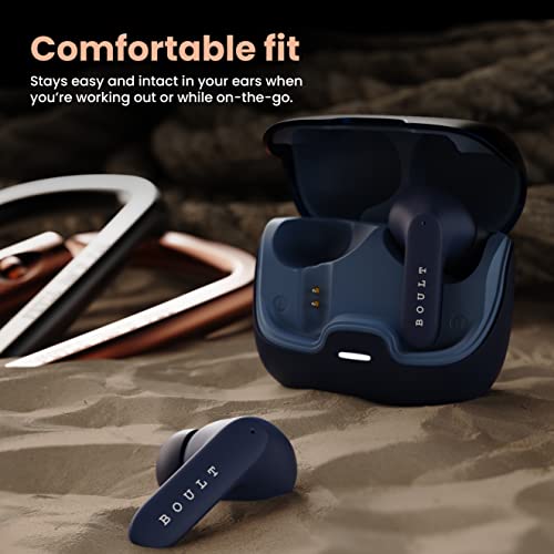 Boult Audio Z40 True Wireless in Ear Earbuds with 60H Playtime, Zen™ ENC Mic, Low Latency Gaming, Type-C Fast Charging, Made in India, 10mm Rich Bass Drivers, IPX5, Bluetooth 5.3 Ear Buds TWS (Blue)