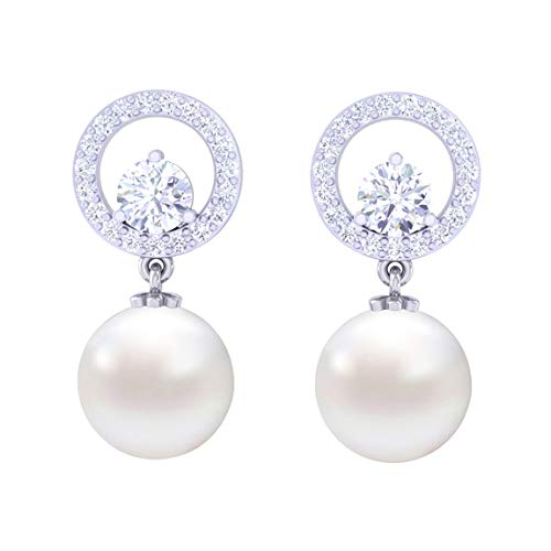 Clara 92.5 Sterling Silver Swiss Zirconia Pearl Earrings Gift for Women and Girls