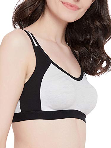 Clovia Women's Cotton Medium Impact Non-Padded Full Cup Sports Bra (BR2101A01_Grey_34B)