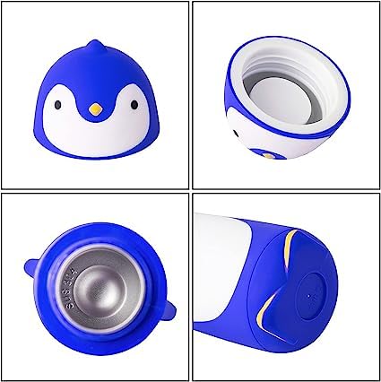 THE NORTHERN COMPANY Cute Mini Penguin Shape Travel Hiking Climbing Vacuum Flasks & Water Bottle Cartoon Style Cute Penguin Shaped Hot and Cold Water Bottle, Cartoon Bottle (Blue)