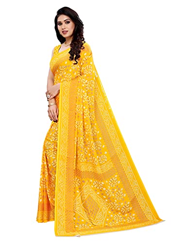 Satrani Women's Polyester Saree (2041ST572_Light Yellow)