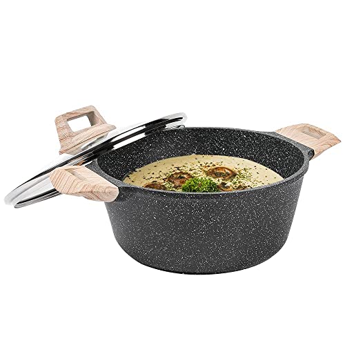 CAROTE 24Cm/4L Granite Non Stick Handi, Induction Casserole, Stew Pot, Biriyani Pot, Kadai, Sauce Pot With Lid, 4 Liter