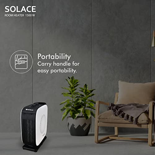 Havells Solace 1500 Watt with PTC Ceramic Heating Element & 2 Heat Setting Room Heater (White & Black)