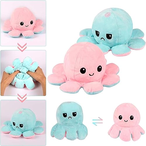 Storio Toy Octopus Plushie Reversible Soft Toys for Kids | Plush Soft Toys for Baby Boys and Girls | Octopus Soft Toy for Kids -18cm