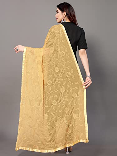 Satrani Women's Nazneen Embroidery Dupatta (116FD258N_Golden)