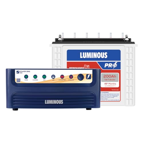 Luminous Inverter & Battery Combo (Power sine 1100 Pure Sine Wave 900VA/12V Inverter) for Home, Office & Shops (Power sine 1100+ RC25000 PRO)