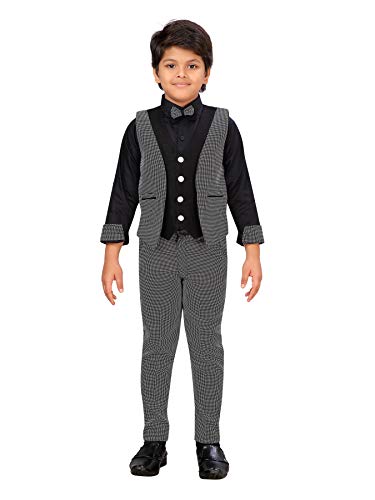 AJ DEZINES Kids Regular Fit Clothing Suit Set For Boys (732-BLACK-10)