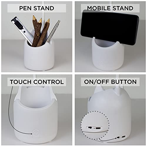 WEIRD WOLF 3 Colour Mode LED Study/Table/Desk Lamp with Pen Holder, 6 Month Warranty(Plastic, White, Pack of 1)