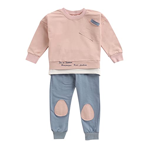 Hopscotch Boys Cotton Text Print T-shirt and Jeans Set in Pink Color For Ages 4-5 Years (HSP-3122427)