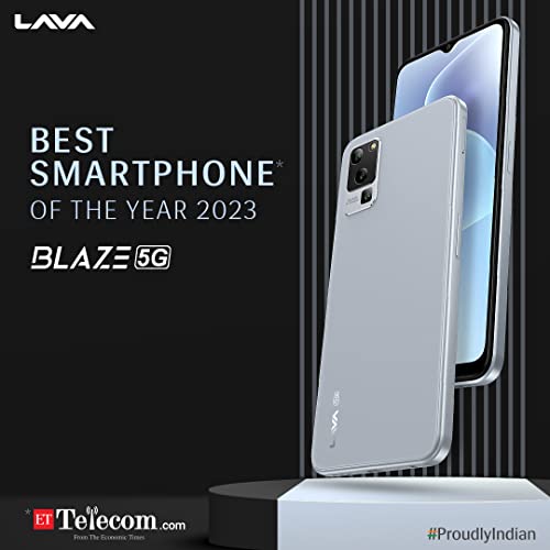 Lava Blaze 5G (Glass Blue, 8GB RAM, UFS 2.2 128GB Storage) | 5G Ready | 50MP AI Triple Camera | Upto 16GB Expandable RAM | Charger Included | Clean Android (No Bloatware)