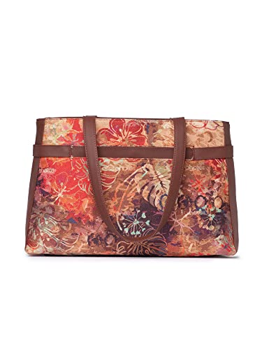 ZOUK FloLov Abstract Printed Women's Jute Handcrafted Vegan Leather Multicolor Statement Office Shoulder Bag