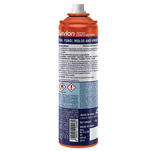 Savlon Surface Disinfectant Spray Sanitizer, Germ Protection on Hard & Soft Surfaces, 230ml ( Pack of 2 )