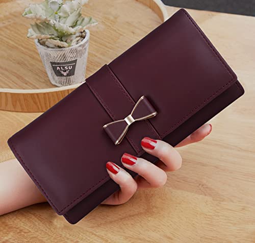 ALSU Women's Maroon Faux Leather Hand Wallet Clutch Trendy | 6 Card Slots | Phone Pocket (shd-004mar)