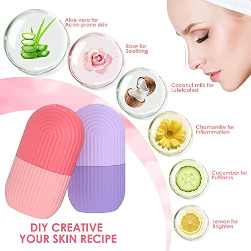 Ice Face Roller Silicone Facial Cube for Eyes Neck Massage Remove Dark Circle Pore Shrink Face Beauty Skin Care Ice Mould Kitchen Tools (Blue)