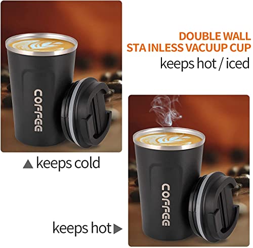 Dravizon Stainless Steel Vacuum Insulated Coffee Mug 510ML Insulated Coffee Cups Double Walled Travel Mug, Car Coffee Mug with Leak Proof Lid Reusable Thermal Cup for Hot Cold Drinks Coffee, Tea