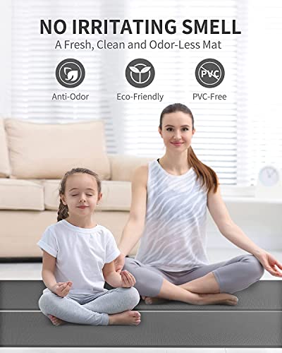 OJS Yoga Mats for Women Yoga mat for men exercise mat for home workout yoga mat for kids Exercise mat for home workout Anti-skid Anti-slip yoga Mate with Carrying Bag (Made in India) (4MM, GREY)