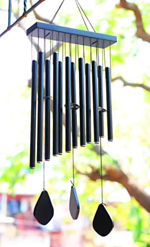 Paradigm Pictures Wind Chimes for Home Positive Energy for Balcony Bedroom (Black 12 Pipe)