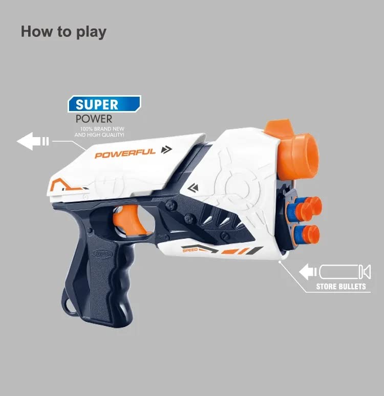 Storio Blaze Storm Soft Bullet Gun Toy with 10 Safe Soft Foam Bullets, Fun Target Shooting Battle Fight Game for Kids Boys (Super Gun)