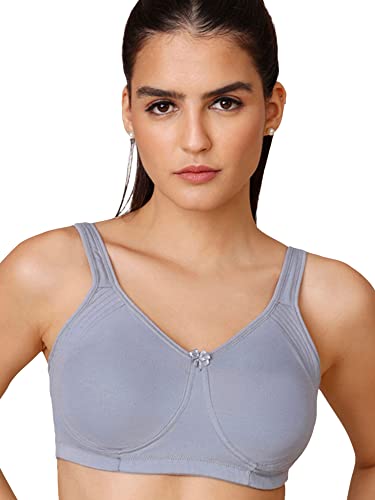 NYKD Encircled with Love Everyday Cotton Bra for Women Non Padded, Wirefree, Full Coverage - Side Support Shaper - Bra, NYB169, M BLUE, 36B, 1N