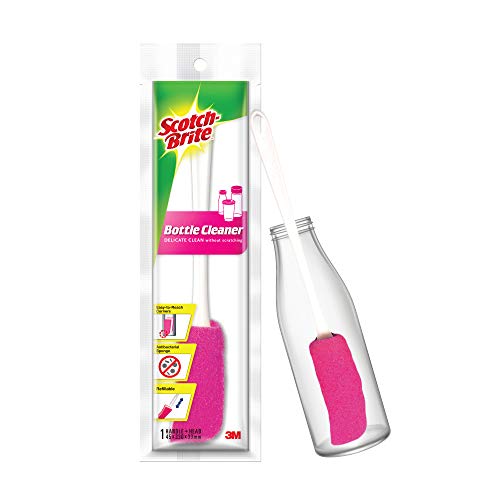 Scotch-Brite Plastic Bottle Cleaner Brush (Pink and White,Pack of 1)