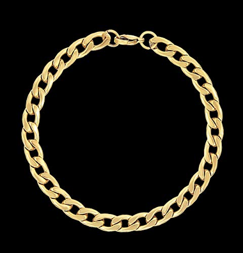 Nakabh 8 inch Stylish Chain Style Stainless Steel bracelets for men stylish Boys Unisex (Gold)