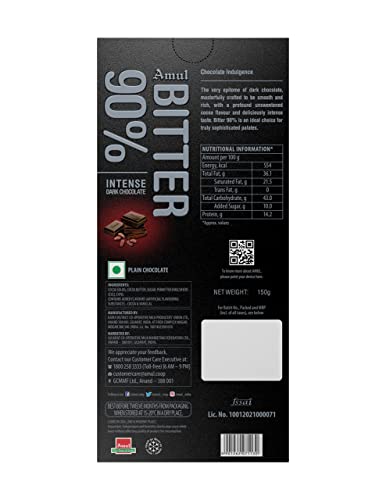 Amul Bitter 90% Chocolate, 150 g