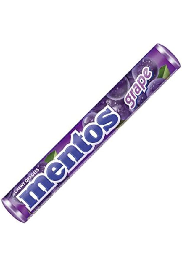 Mentos Roll With Flavorful Grape Candies With Crunchy Coat Around Chew at Any Time or to Brighten Up the Birthday Parties 29g X 14 Roll