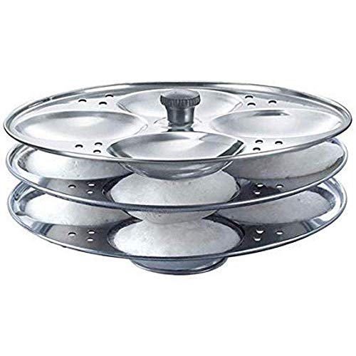 3 Plates Stainless Steel Heavy Quality Idli Stand | Idli Maker Makes 12 Large Size Idlis at Once| Holes for Pressure Cooker, Edly Stand for Home and Kitchen - idlyJ37O