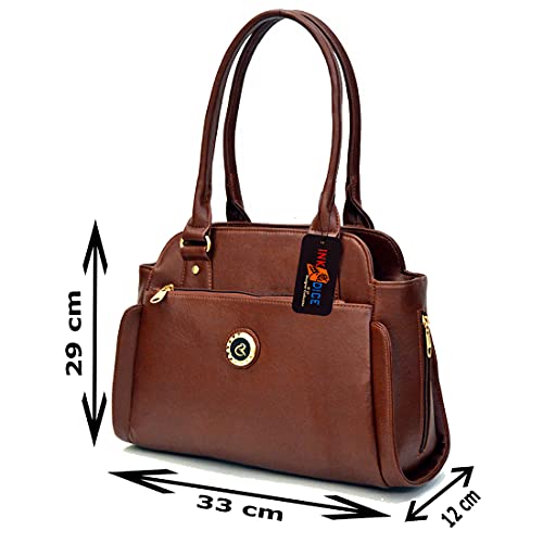 INKDICE Brown Women's Handbag Office Casual Purse Shoulder Bag (NMLDBR)