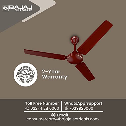 Bajaj Frore 1200 mm (48") Star Rated Ceiling Fans for Home |BEE Star Rated Energy Efficient Ceiling Fan |Rust Free Coating for Long Life |High Air Delivery |2-Yr Warranty Brown