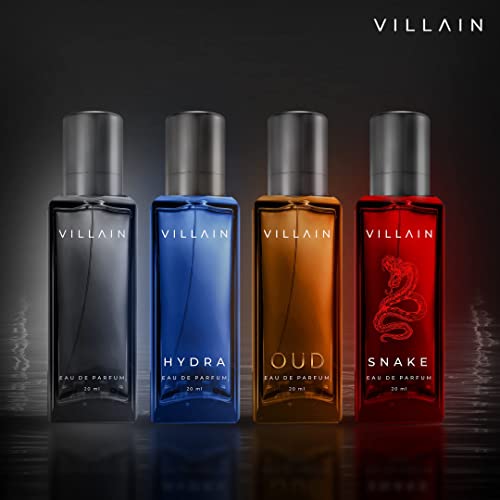 Villain Rebel Luxury Perfume Gift Set for Men 4x20 ml with Woody, Oud, Musk, Aqua Perfume | Luxury Long Lasting Fragrance | Men Fragrance Set | Perfume Combo Set For Men|EDP Perfume Combo