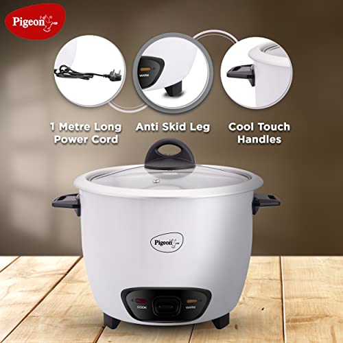 Pigeon by Stovekraft Joy 1.8 Liter Electric Rice Cooker 700 Watt, White